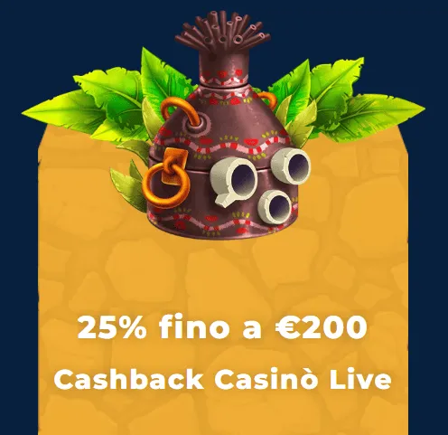 Cashback casino live 25 percento fino a 200 euro